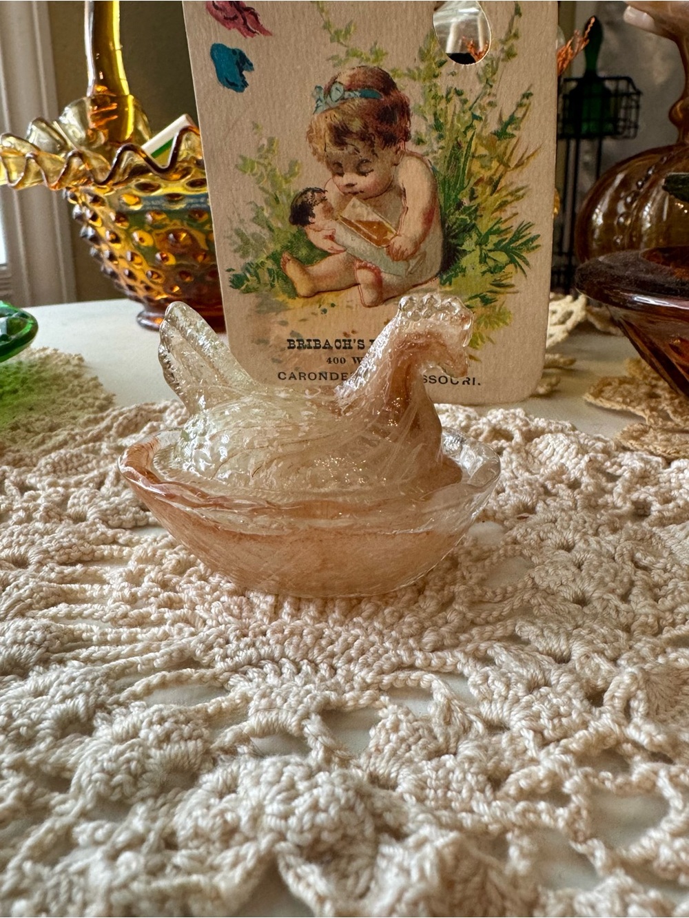 Caramel Slag Hen On Nest Salt Cellar
